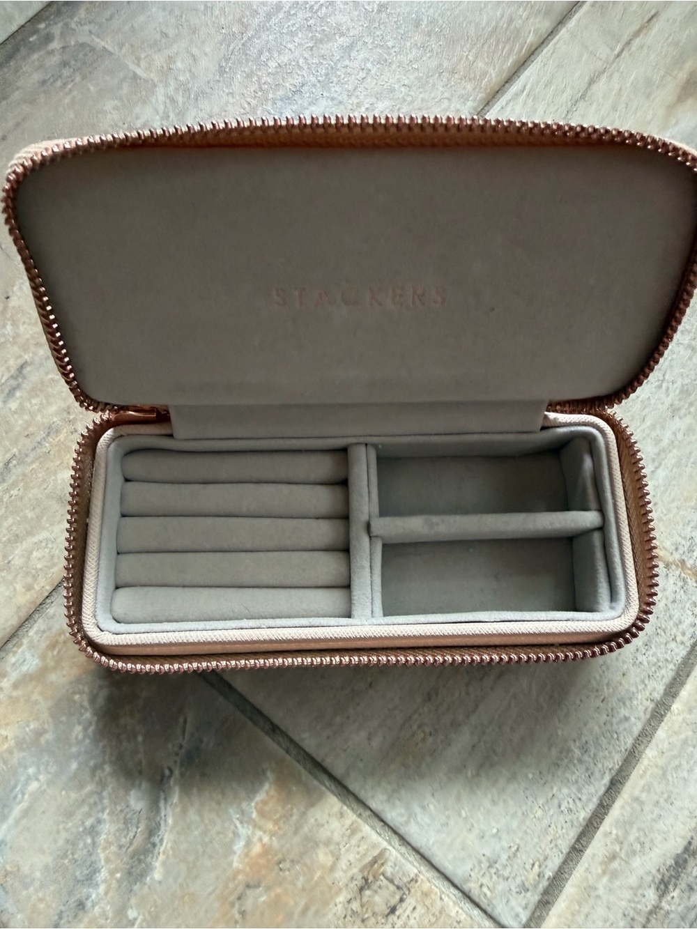 STACKERS Women's Jewelry Travel Case - Rose Gold Exterior with Cream Interior